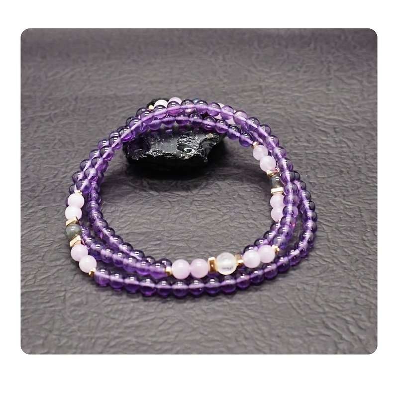 Zen | 108念珠 紫水晶 紫鋰輝 拉長石 六字大明咒 - 手鍊/手環 - 水晶 