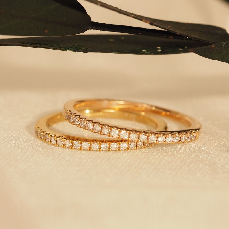 18K金經典鑽石戒指 18K Gold Classic Diamond Band Ring - 戒指 - 貴金屬 
