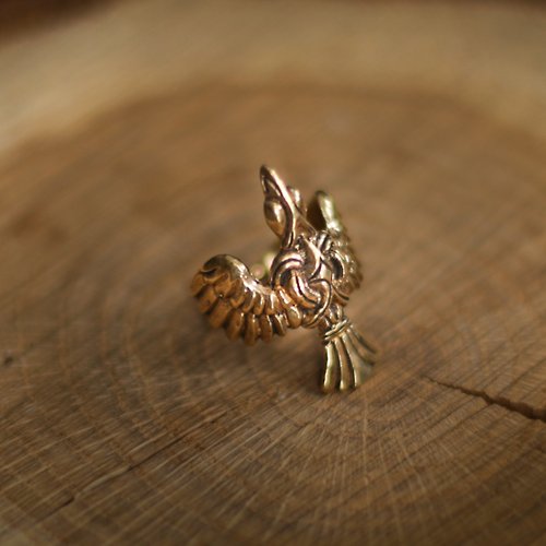 NorthernPath 烏鴉形狀的青銅戒指。 烏鴉首飾。 維京風格的凱爾特鳥環。