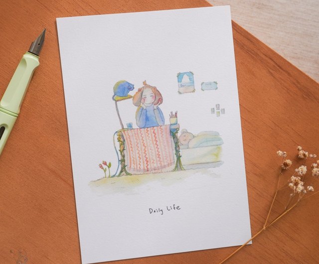 日常 / イラスト水彩ポストカード / 05.かわいい魔法 - ショップ