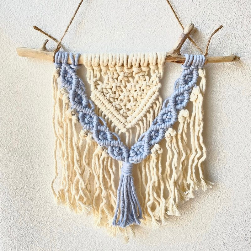 Macrame Tapestry Wall Hanging Interior BOHO Scandinavian Interior Wall Decoration - Wall Décor - Cotton & Hemp Blue