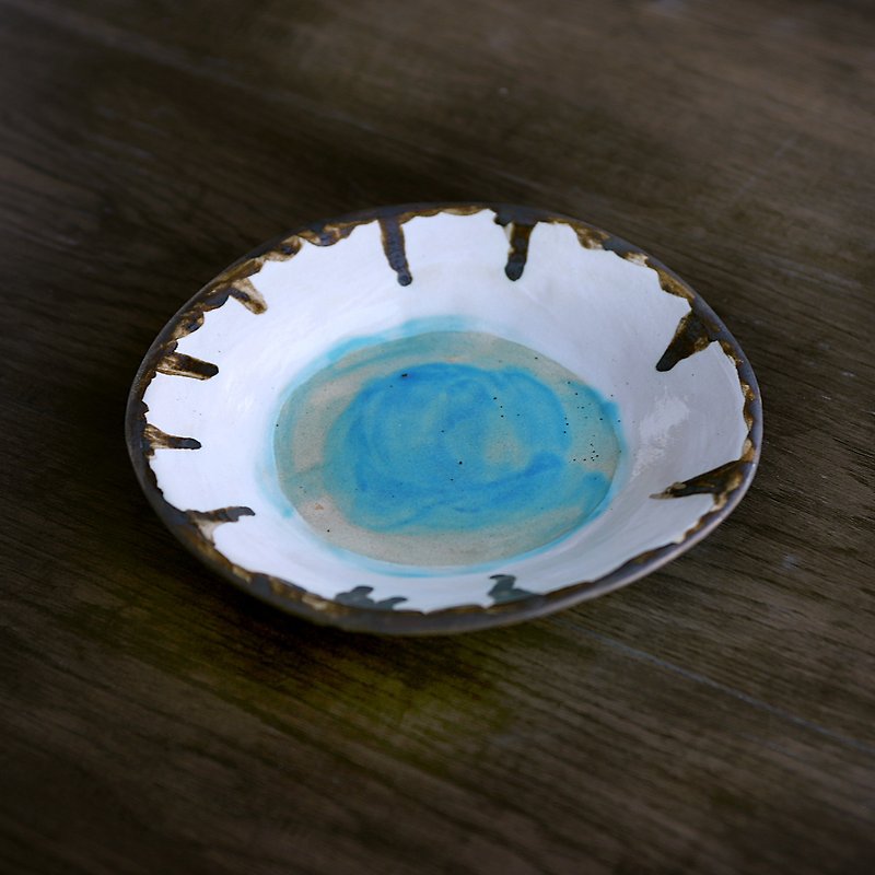青の湖水・平皿 - 皿・プレート - 陶器 ブルー