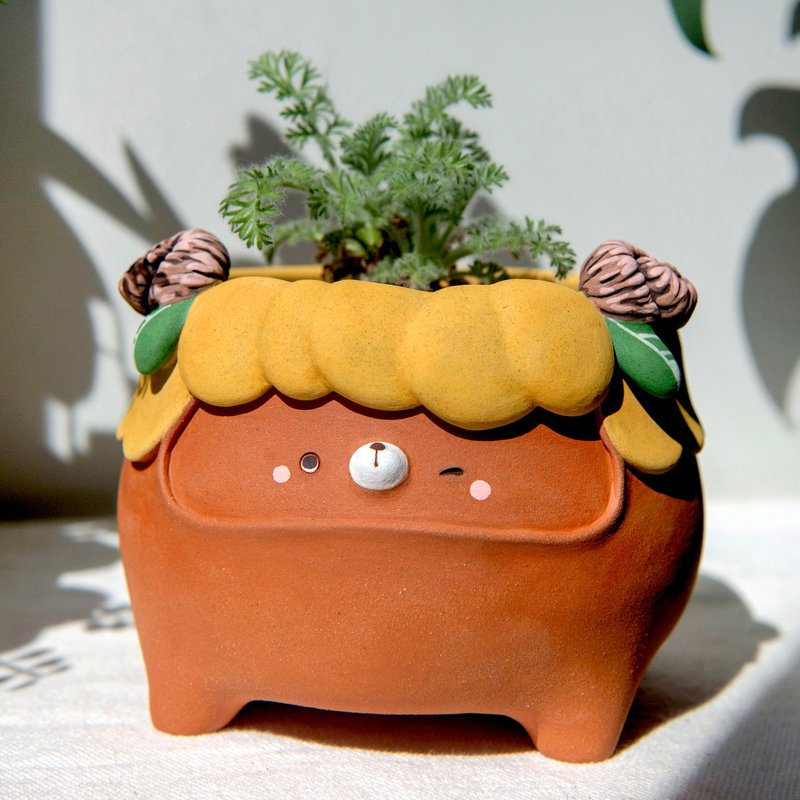 Yellow Petal the planter. Handmade terracotta pot with drainage. - Pottery & Ceramics - Pottery 