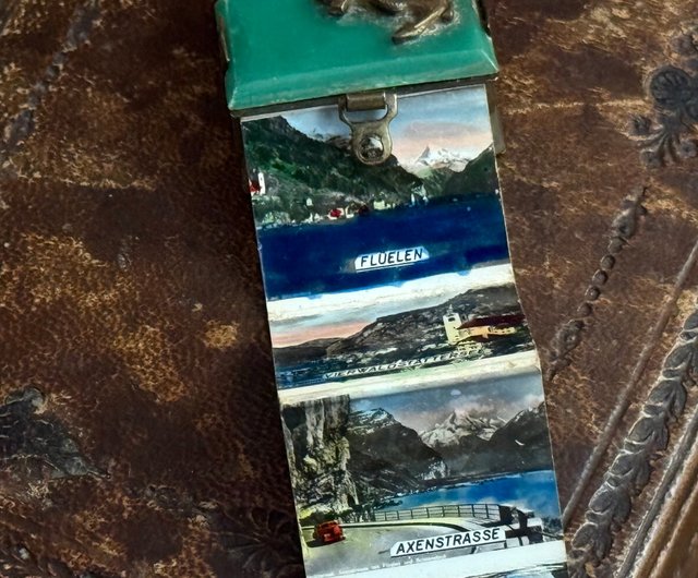 50410-希少な1920年代のミニ折りたたみポストカードキーホルダー