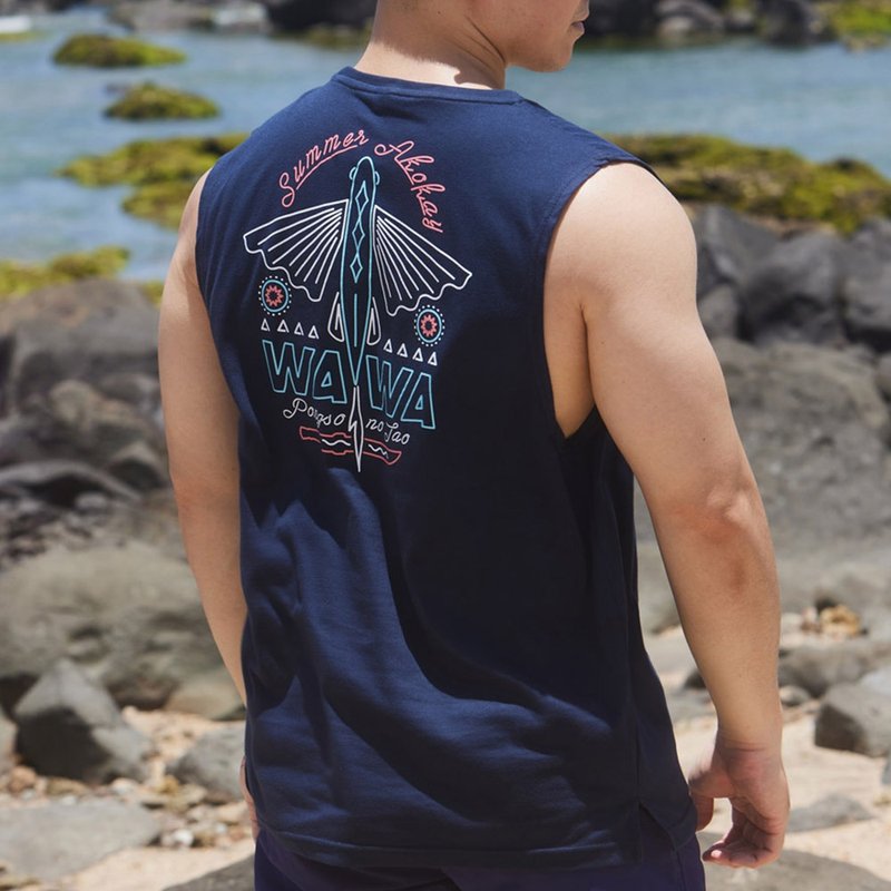 【海洋動物系列】展翅飛魚寬肩背心中性款(海軍藍) - 男背心 - 聚酯纖維 多色