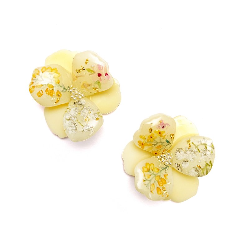 Japanese resin   Yellow flowers - Earrings & Clip-ons - Resin Yellow