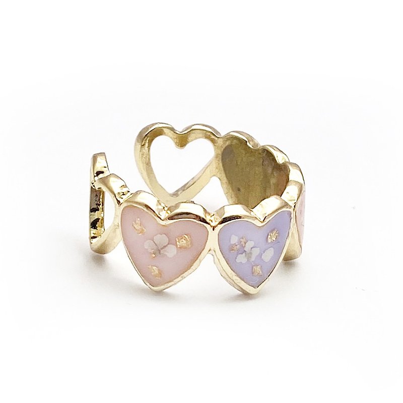 Japanese resin Gold frame love flower ring - General Rings - Other Metals Multicolor