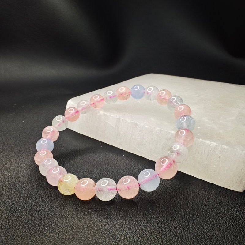 摩根石 巴西 7.5mm 手串 天然水晶 Morganite - 手鍊/手環 - 水晶 