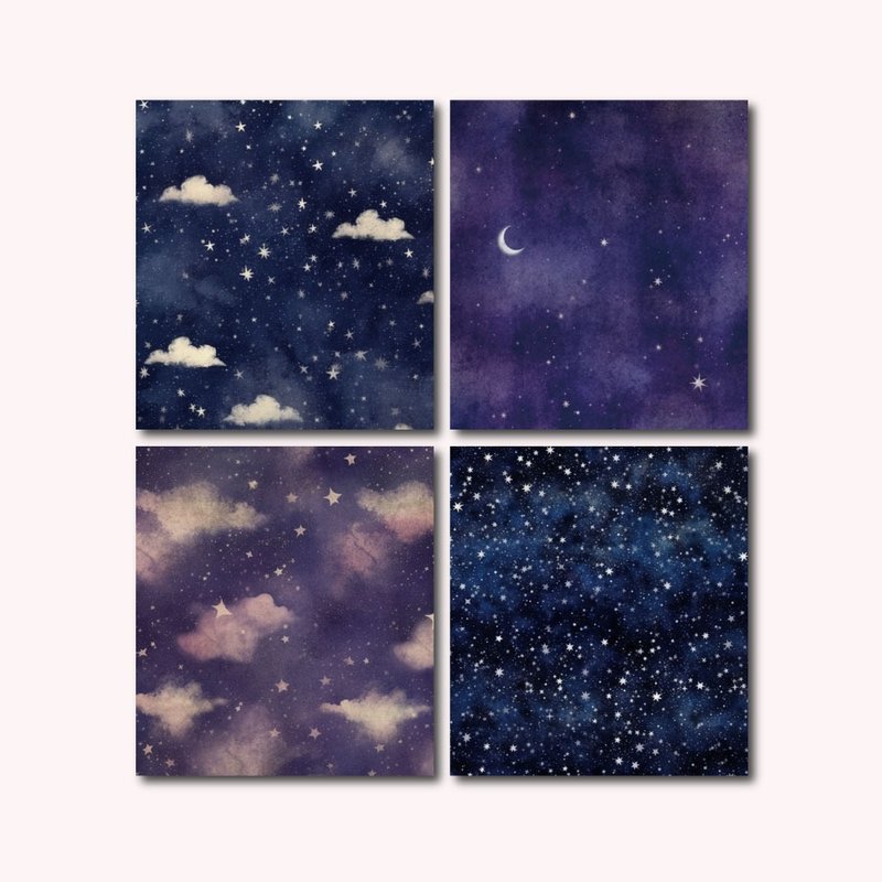 Night Sky Background Notepad Set, 90 Sheets - 貼紙 - 紙 