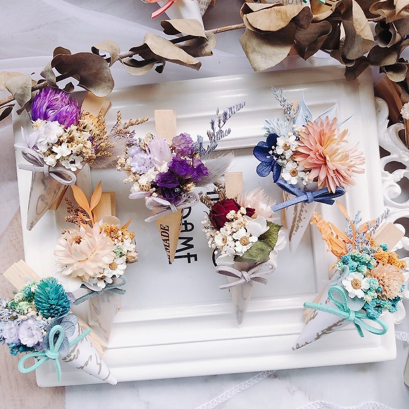 Beautiful melody dry flower small wooden clip memo clip magnet small bouquet - Dried Flowers & Bouquets - Plants & Flowers 