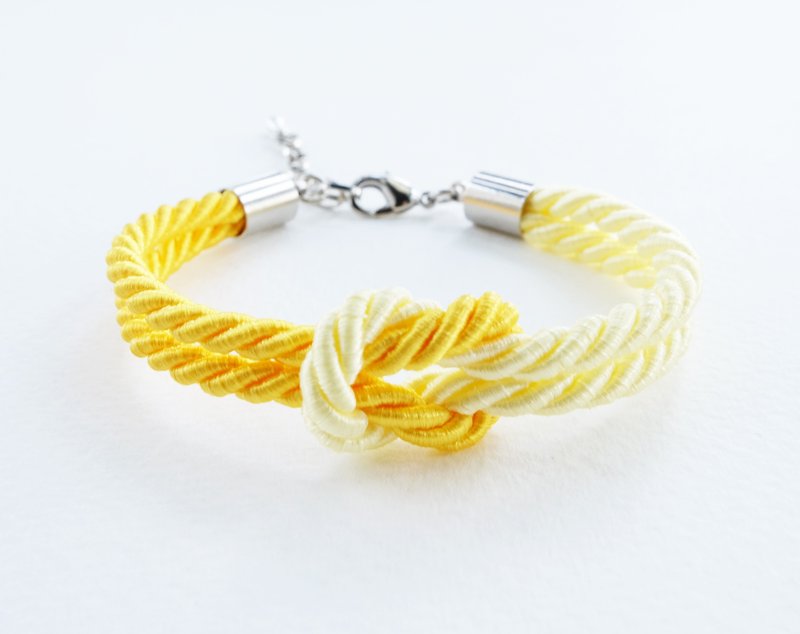 Dark/Light yellow knot bracelet - สร้อยข้อมือ - วัสดุอื่นๆ สีเหลือง