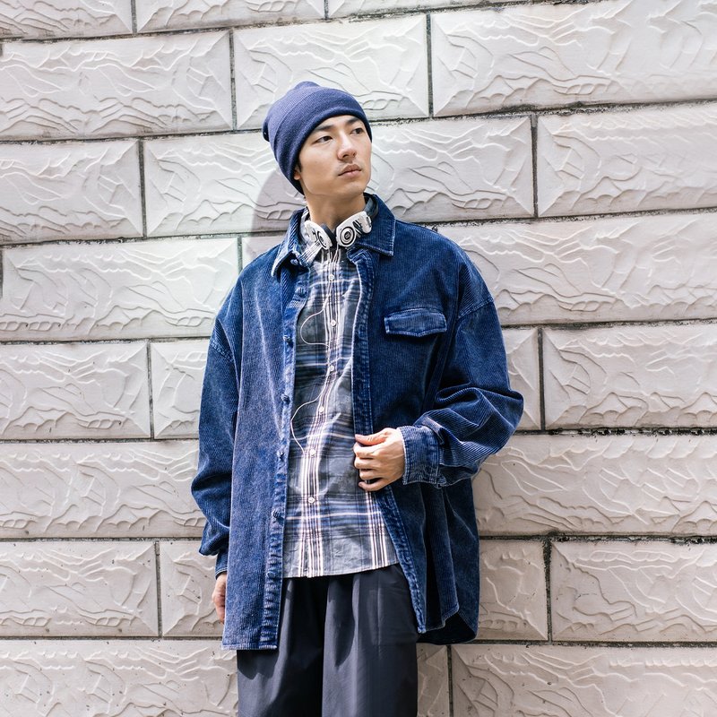 TopBasics 海軍藍燈芯絨襯衫夾克 - 男襯衫/休閒襯衫 - 棉．麻 藍色