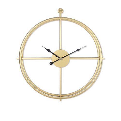 iINDOORS英倫家居 鐵製設計時鐘 璀璨黑針50cm 金色烤漆 台製機芯 鐵藝鐘 簡約 藝術