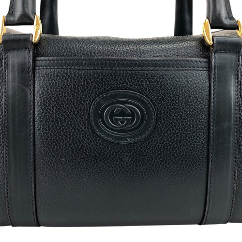 日本直送 名牌中古包 】GUCCI グッチ ボストンバッグ ネイビー レザー