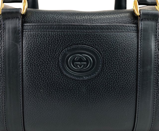 日本直送 名牌中古包 】GUCCI グッチ ボストンバッグ ネイビー レザー