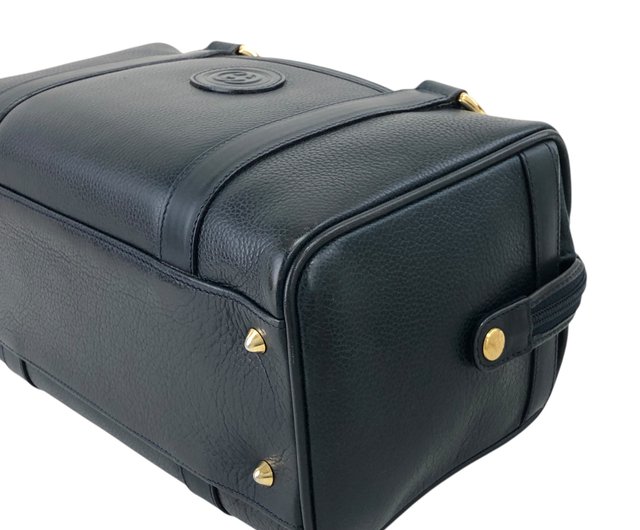 日本直送 名牌中古包 】GUCCI グッチ ボストンバッグ ネイビー レザー