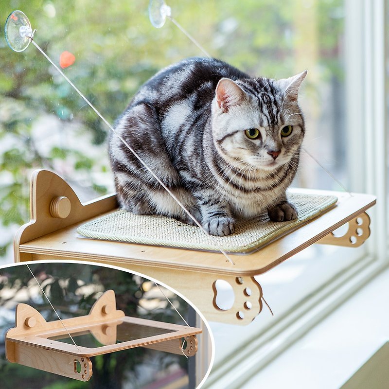 [mysig Cat Sky Walk] 2-use light catching table hanging type / window and wall dual use / 100% see-through - อุปกรณ์แมว - ไม้ 