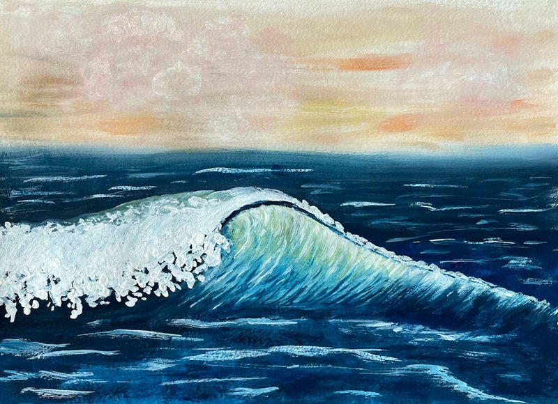 Seascape. Wave. Gouache. - Wall Décor - Paper 