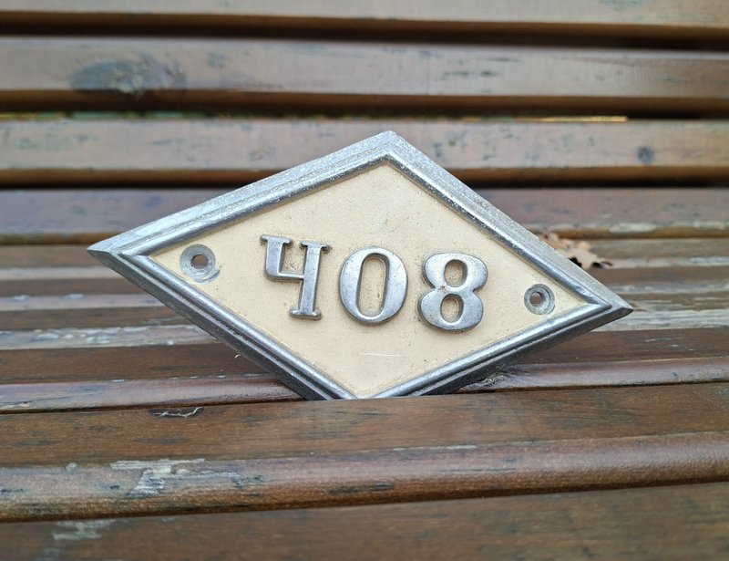 408 door number sign vintage address rhombus house number plaque - 門簾/門牌 - 鋁合金 
