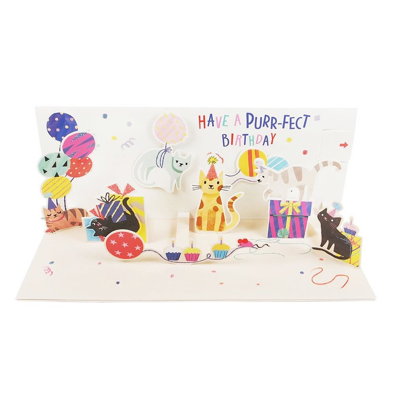 Pop-up Card-Cat Party [Up With Paper- Pop-up Card Birthday Wishes] - การ์ด/โปสการ์ด - กระดาษ หลากหลายสี