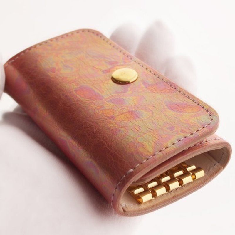 [Limited Leather] Cherry Blossom Sea Bream Key Case with Removable Key Ring, Name Engraving, Gift Suitable - Keychains - Genuine Leather 