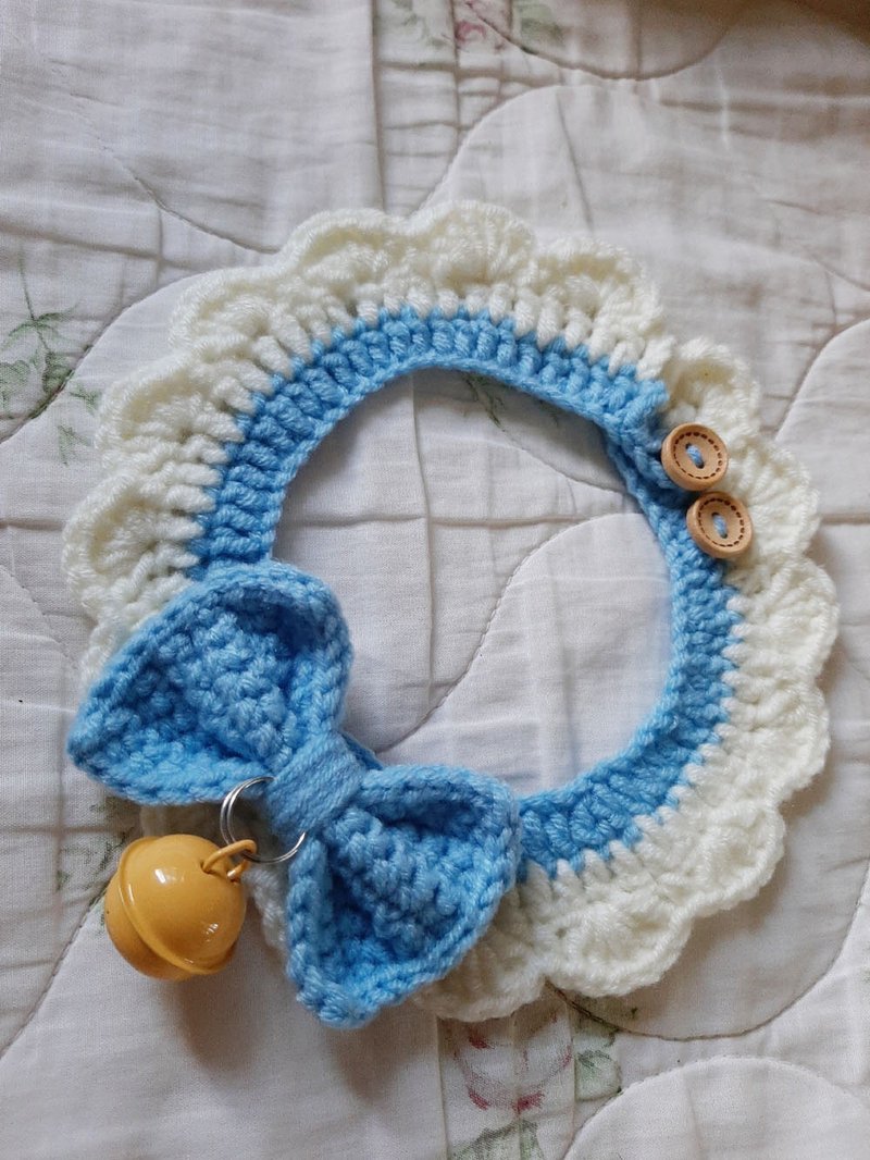 Cloudy DOREMON BLUE Cat collar Crochet Handmade - 貓狗頸圈/牽繩 - 聚酯纖維 藍色