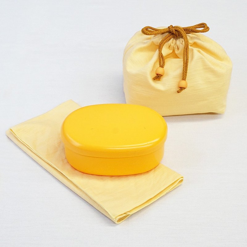 日本伝統色 Oval 1-Tier Lunchbox Drawstring Bag Napkin Set Present Bento Japan - 便當盒/食物袋 - 塑膠 粉紅色