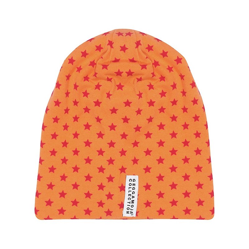 【北歐童裝】瑞典有機棉星星帽子 橘/紅星星 - 嬰兒帽/髮帶 - 棉．麻 橘色