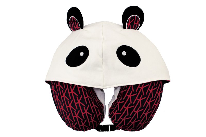 Panda - Ani-Hoodie Memory Foam Neck Cushion - Pillows & Cushions - Polyester Red