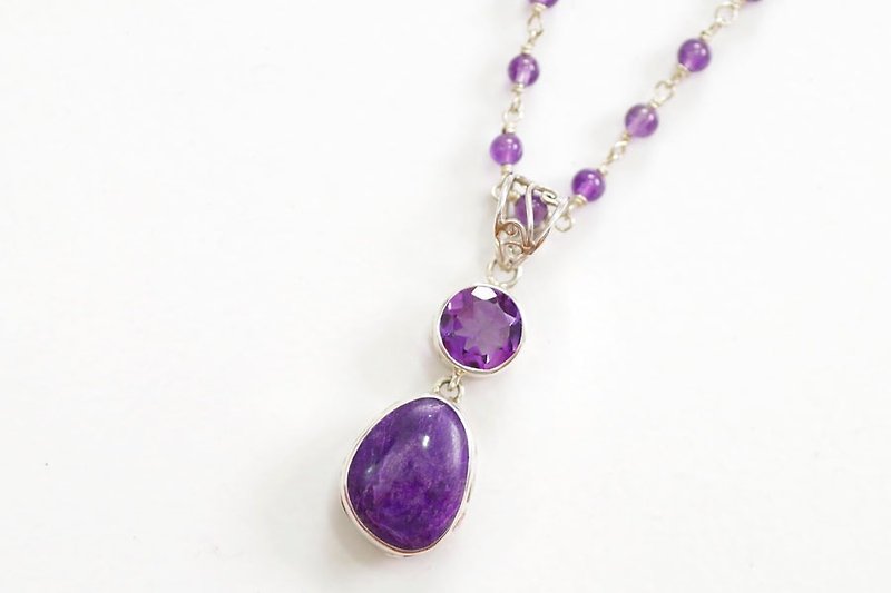 Sugilite and amethyst necklace - สร้อยคอ - หิน สีม่วง