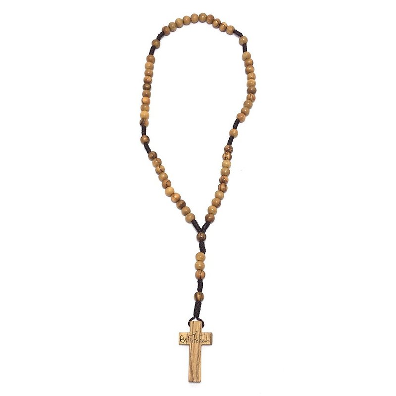 Israel imports olive wood rosary cross Bethlehem Bethlehem necklace 80052 - สร้อยคอ - ไม้ สีนำ้ตาล