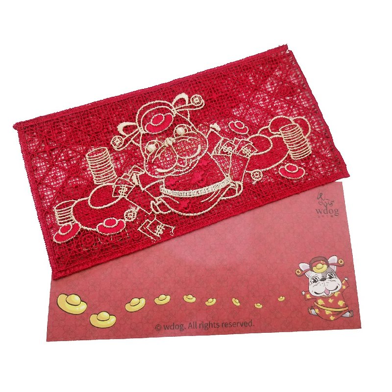 Embroidered red envelope bag - ถุงอั่งเปา/ตุ้ยเลี้ยง - เส้นใยสังเคราะห์ สีแดง