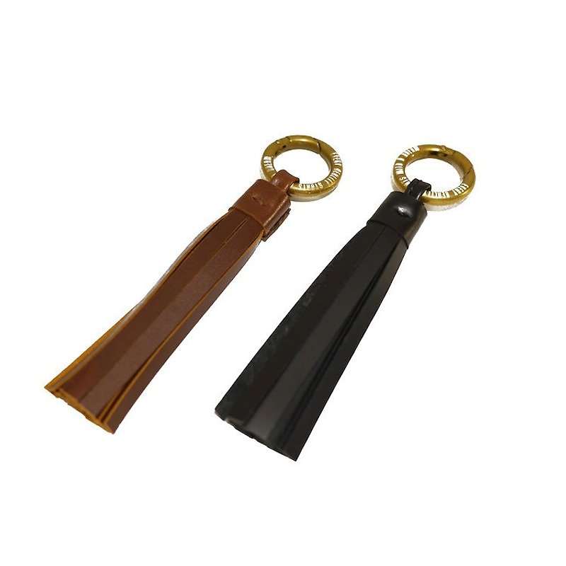 Leather tassel key ring - ที่ห้อยกุญแจ - หนังแท้ สีนำ้ตาล
