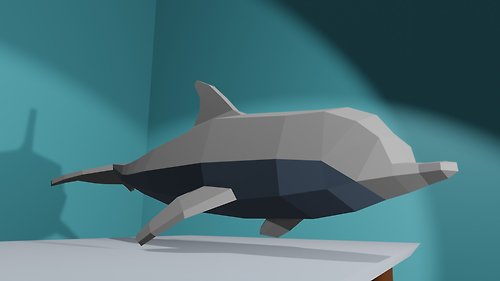 PaperCraft Dolphin, lowpoly object, 3d model paper craft
