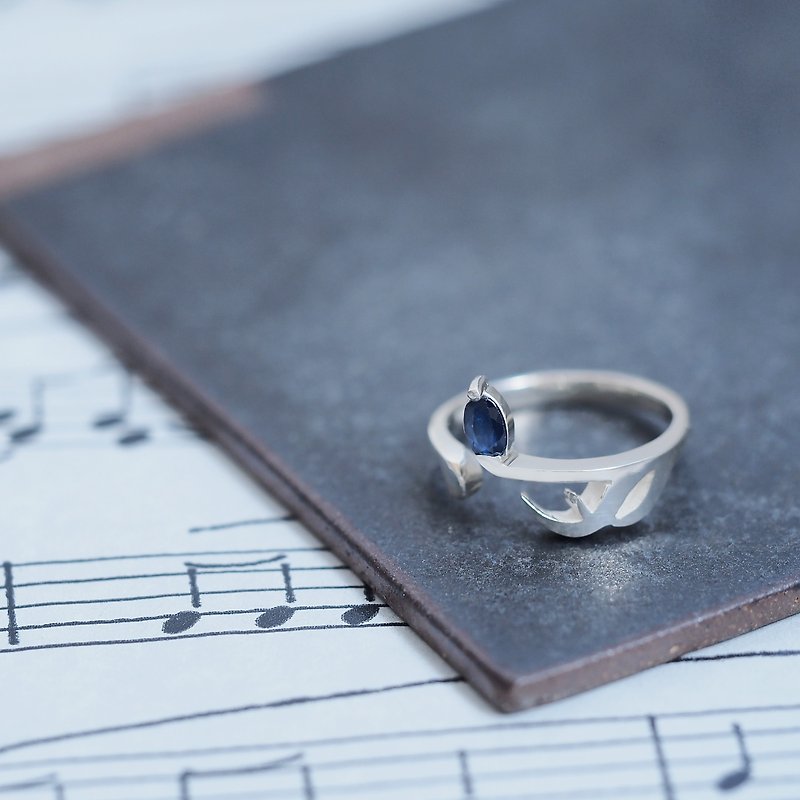 天然サファイア 16分音符 リング シルバー925 - 戒指 - 寶石 藍色