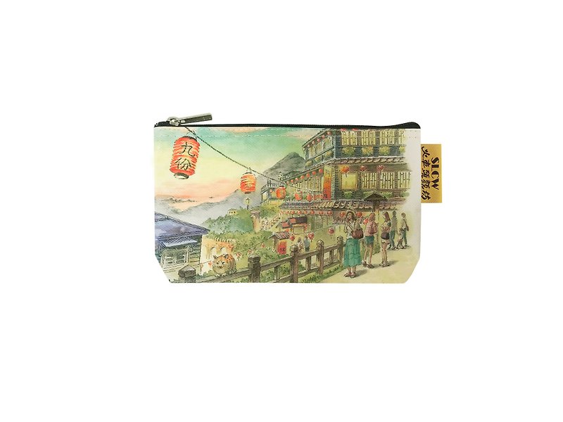 Sunny Bag-Locomotive Yanfang-Cotton Stationery Bag/Cosmetic Bag-Jiufen Shuqi Road Tea House Night View - Toiletry Bags & Pouches - Other Materials 