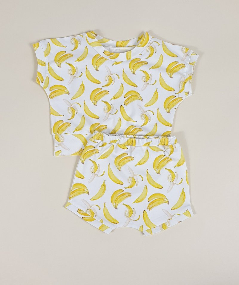 Bananas baby clothes set of 2: baby t-shirt and shorts, size 3-6 months - Baby Gift Sets - Cotton & Hemp 