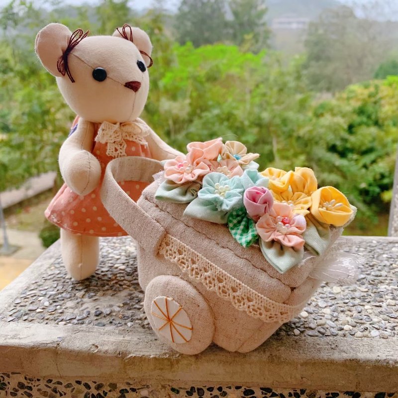 日系拼布花車小熊  情人節禮物, 送禮, 居家擺飾 - 擺飾/家飾品 - 棉．麻 