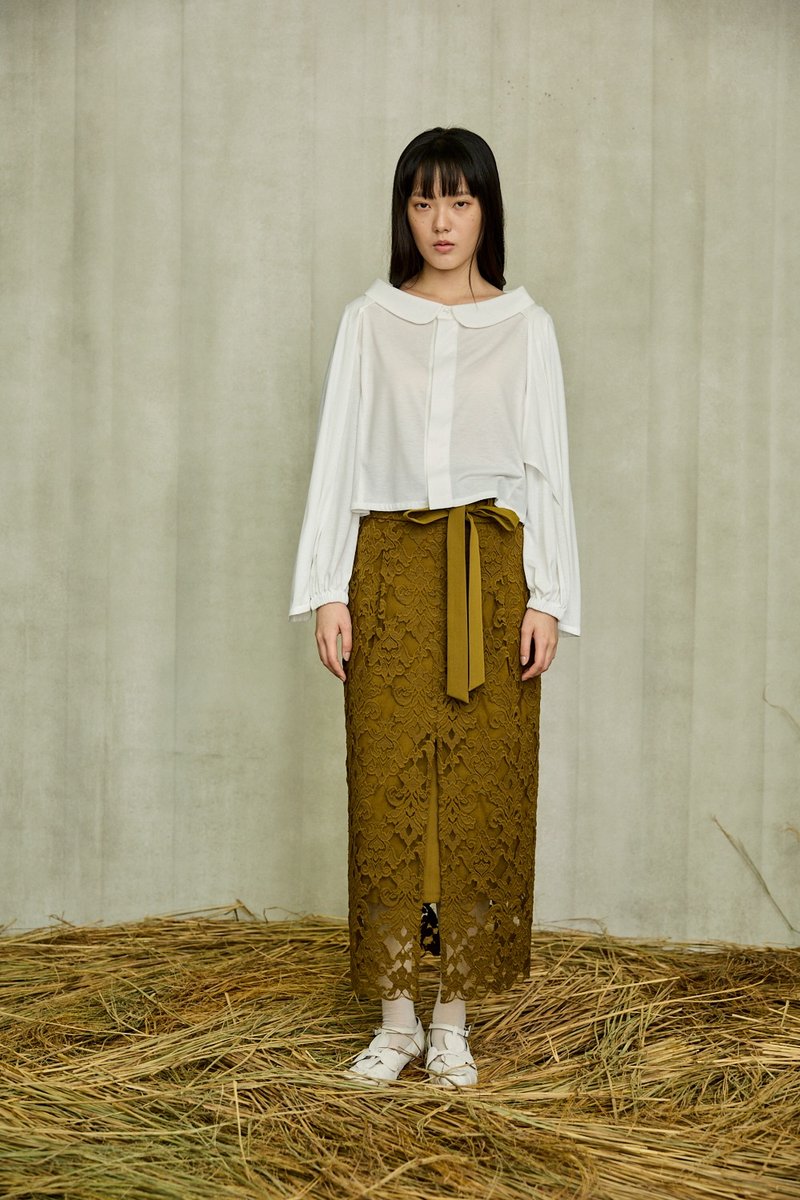 Off-the-Shoulder Shawl Blouse - Women's Tops - Other Materials White