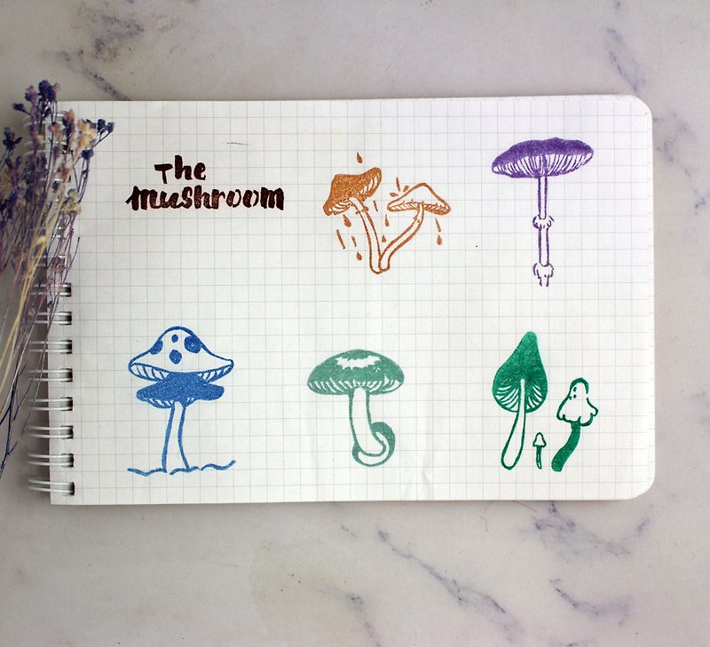 蘑菇印章5入組 - 印章/印台 - 其他材質 