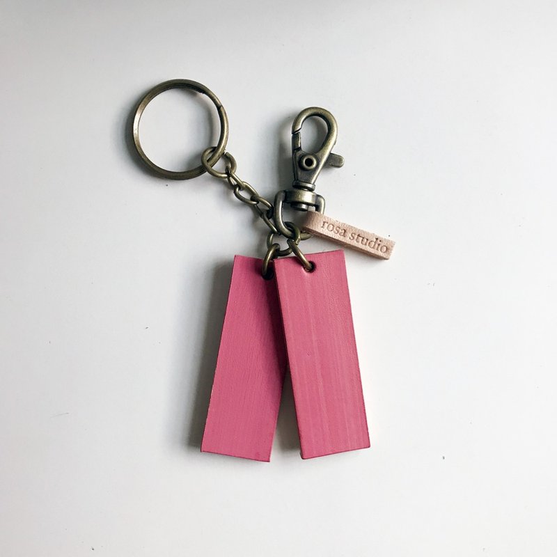 Leather key ring│Rouge powder SAC01001 - Keychains - Genuine Leather Pink