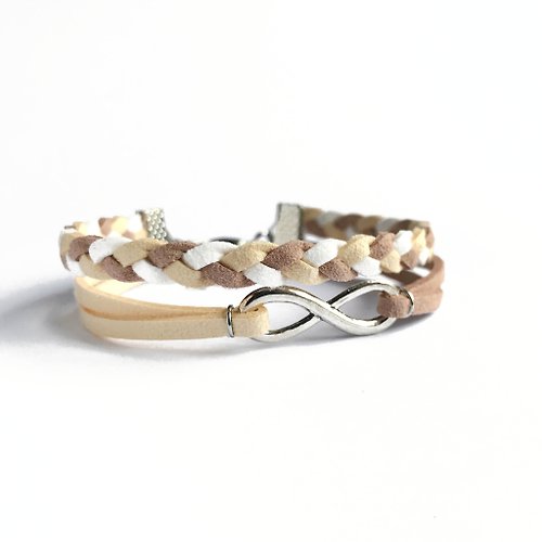 Anne Handmade Bracelets 安妮手作飾品 Infinity 永恆 手工製作 雙手環 - 棉花糖色系 米白