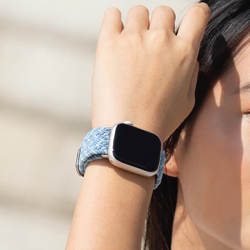 Apple Watch Aspen DE two-color water-repellent woven strap-light blue - สายนาฬิกา - ไนลอน สีน้ำเงิน