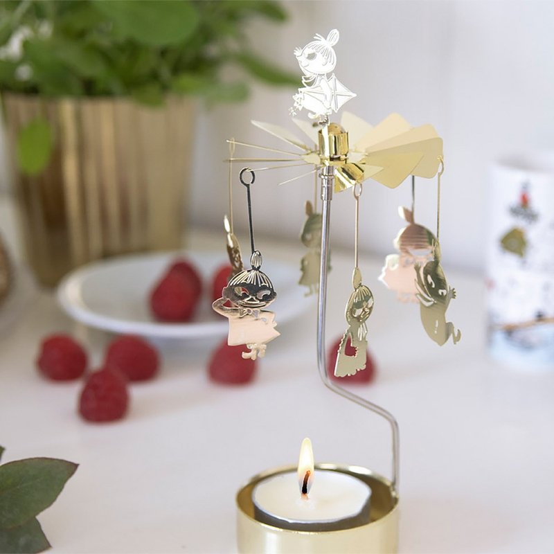 聖誕禮物推薦/金色小不點旋轉燭座(附蠟燭) - 香氛蠟燭/燭台 - 銅/黃銅 