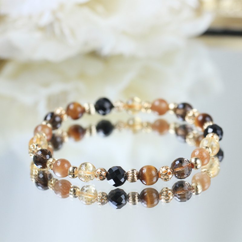 Blonde Stone Citrine Titanium Crystal Bracelet. Golden Dubai. Prosperous wealth and good fortune - สร้อยข้อมือ - คริสตัล สีเหลือง