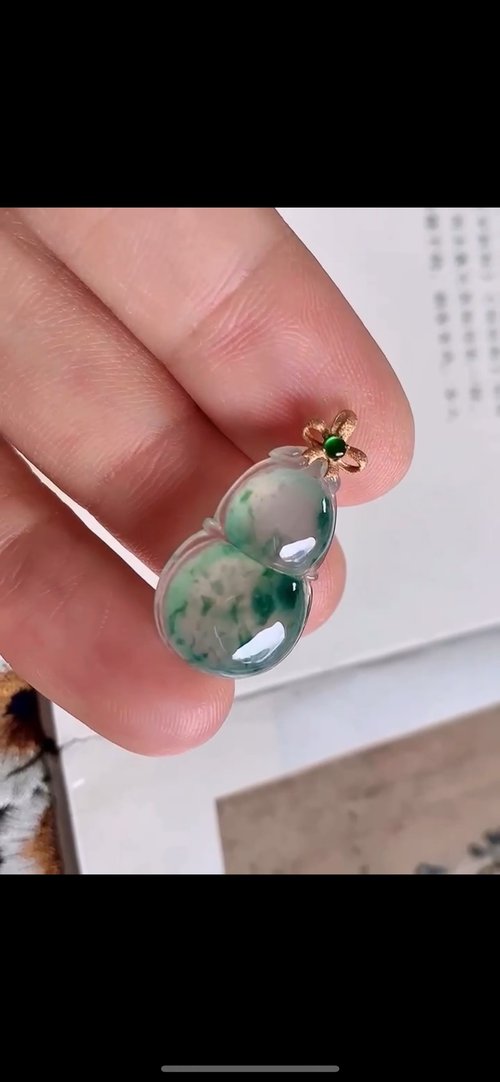 Good Morning Studio 冰種翡翠 天然翡翠 緬甸A玉 頸鏈 • 18k金翡翠葫蘆吊墜