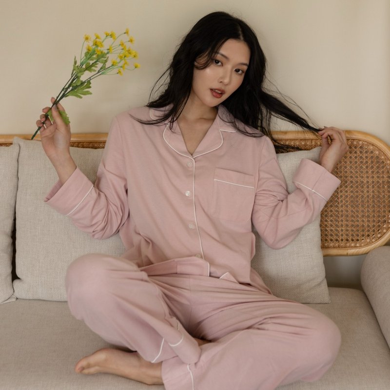 柔軟夢境|全棉家居服套裝-蔷薇嫩粉 - 居家服/睡衣 - 其他材質 粉紅色