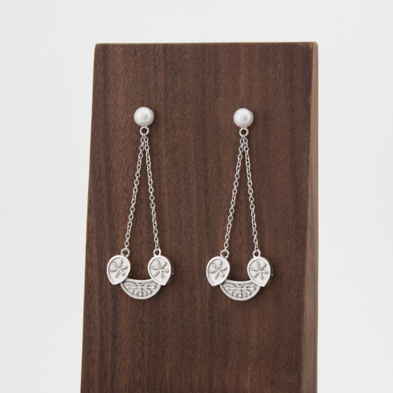 WADANG1405 E (2-1) 白色 - 耳環/耳夾/耳骨夾 - 純銀 銀色