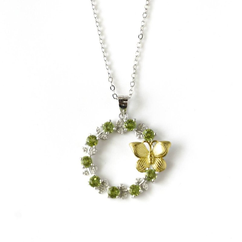Natural Peridot Oval Silver 925 Necklace - 戒指 - 純銀 