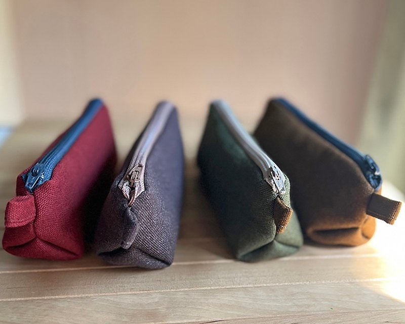 howslife hand-made warm soft micro triangle pencil case- Linen gray primary color/mixed series (small size) - Pencil Cases - Cotton & Hemp Multicolor